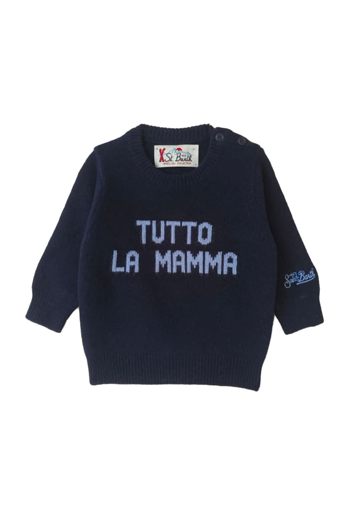 Maglia Douglas bambino MC2 Saint Barth kids blu in misto cashmere