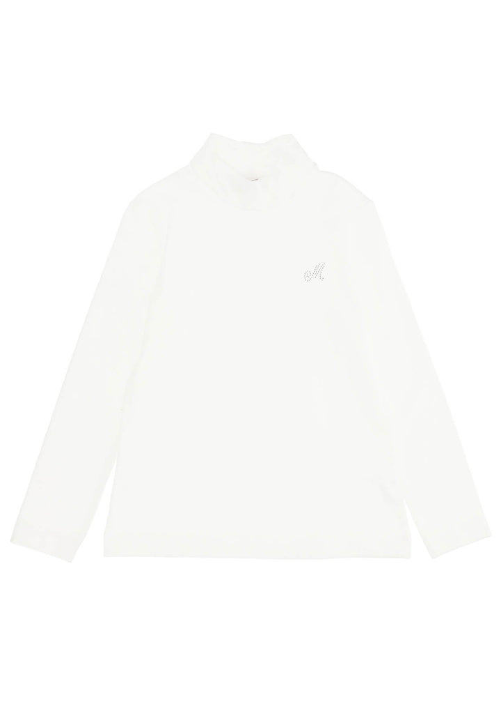 Lupetto bambina Monnalisa bianco in jersey elasticizzato