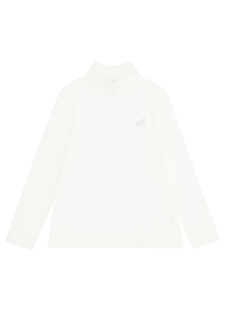 Maglia lupetto bambina Monnalisa bianca in cotone