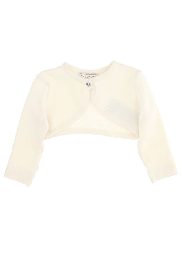 Maglia cardigan neonata Monnalisa panna in misto lana