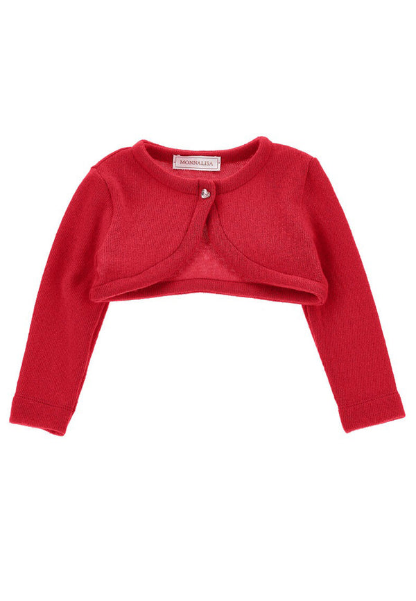 Maglia cardigan neonata Monnalisa rossa in misto lana