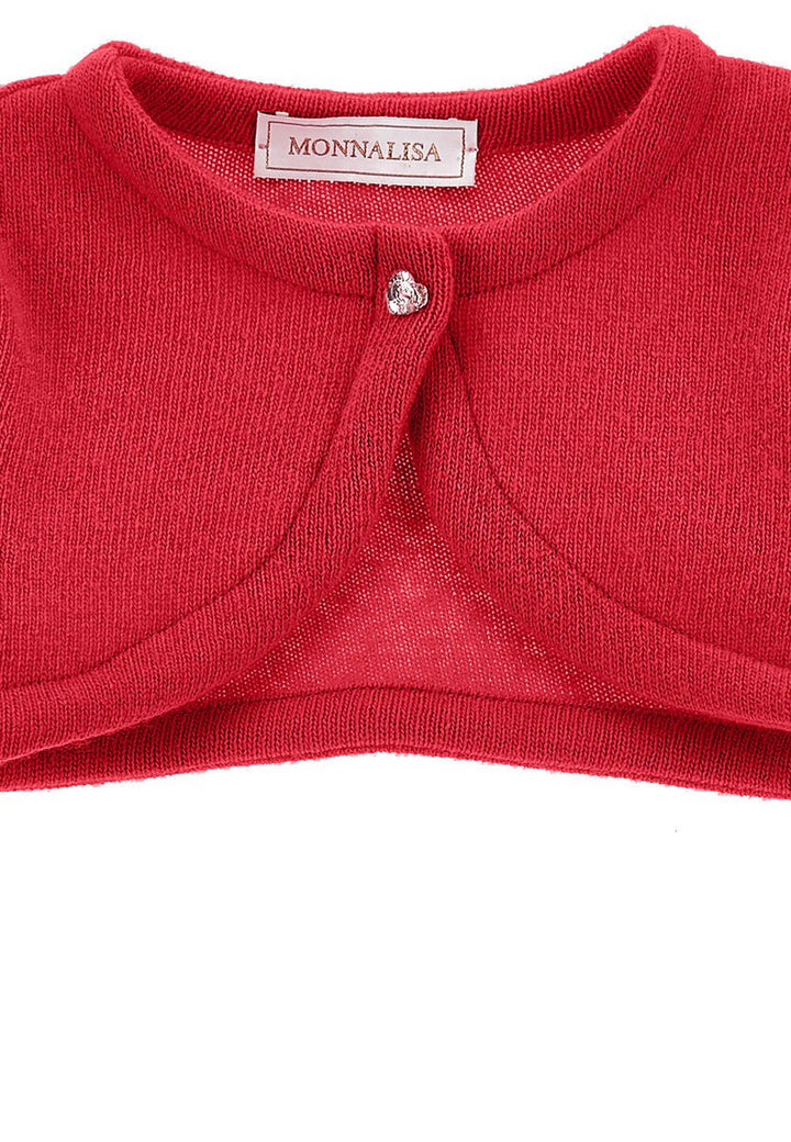 Maglia cardigan neonata Monnalisa rossa in misto lana