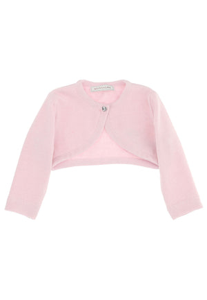 Maglia cardigan neonata Monnalisa rosa in misto lana