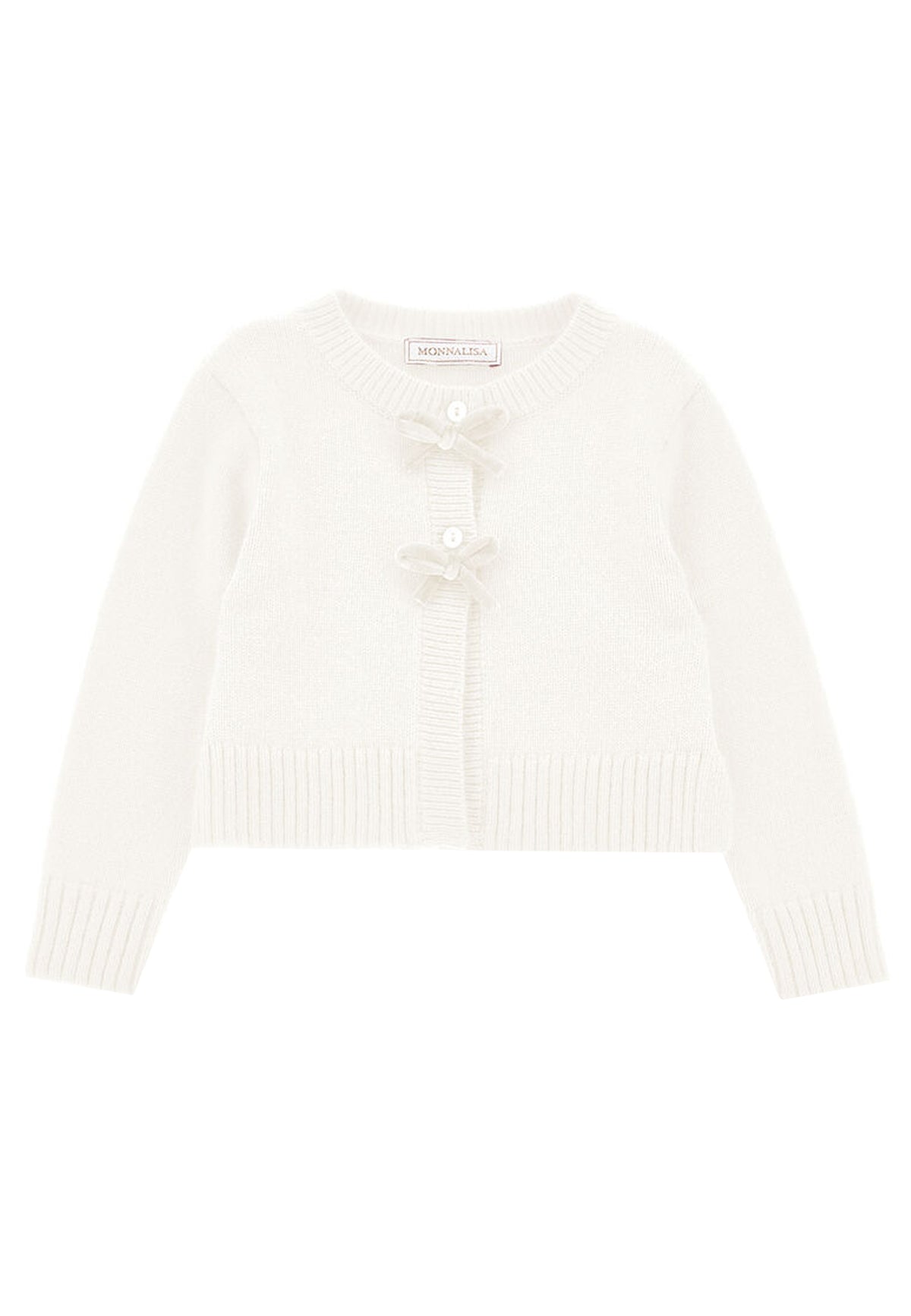 Maglia cardigan neonata Monnalisa panna in misto lana