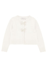 Maglia cardigan neonata Monnalisa panna in misto lana