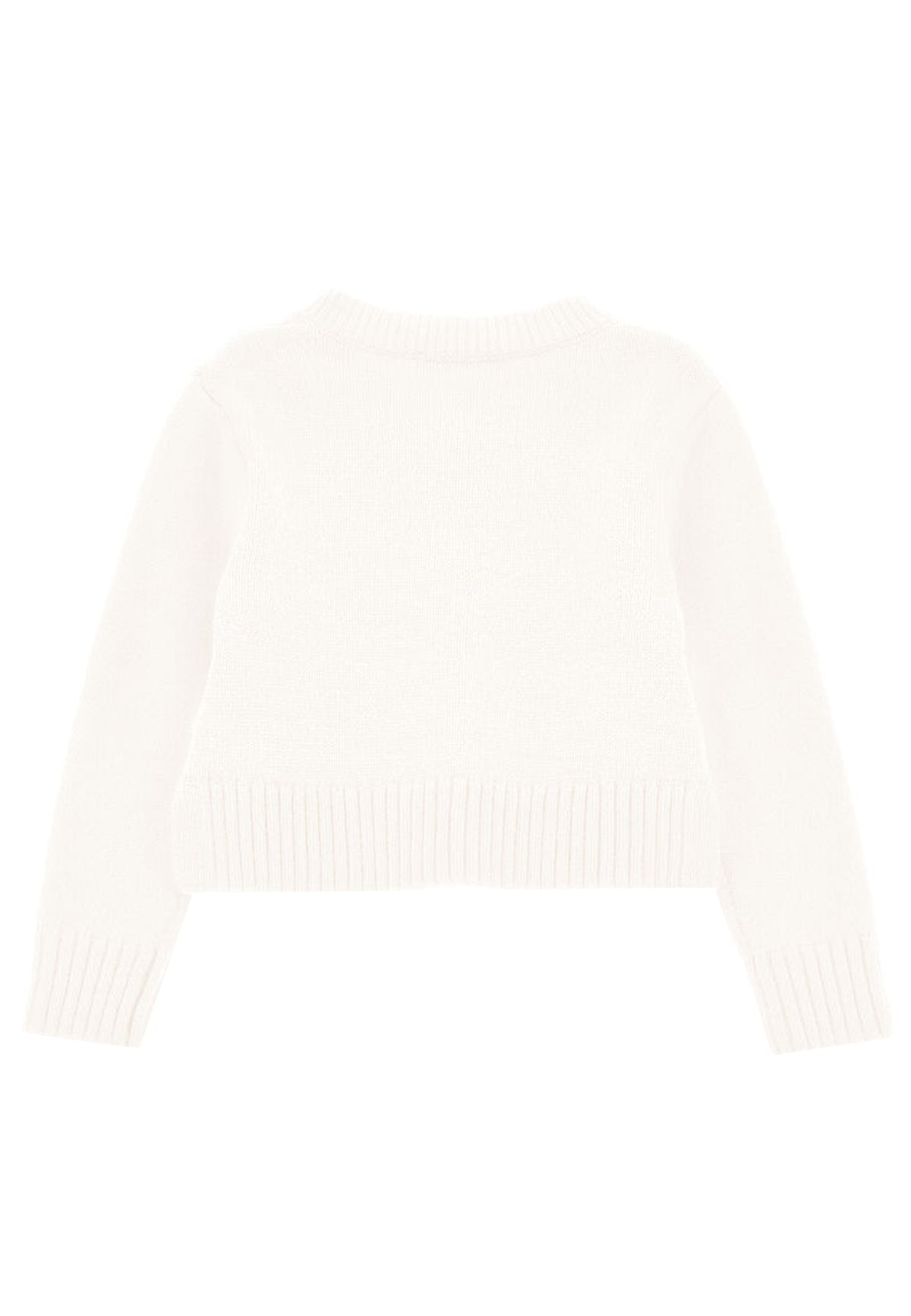 Maglia cardigan neonata Monnalisa panna in misto lana