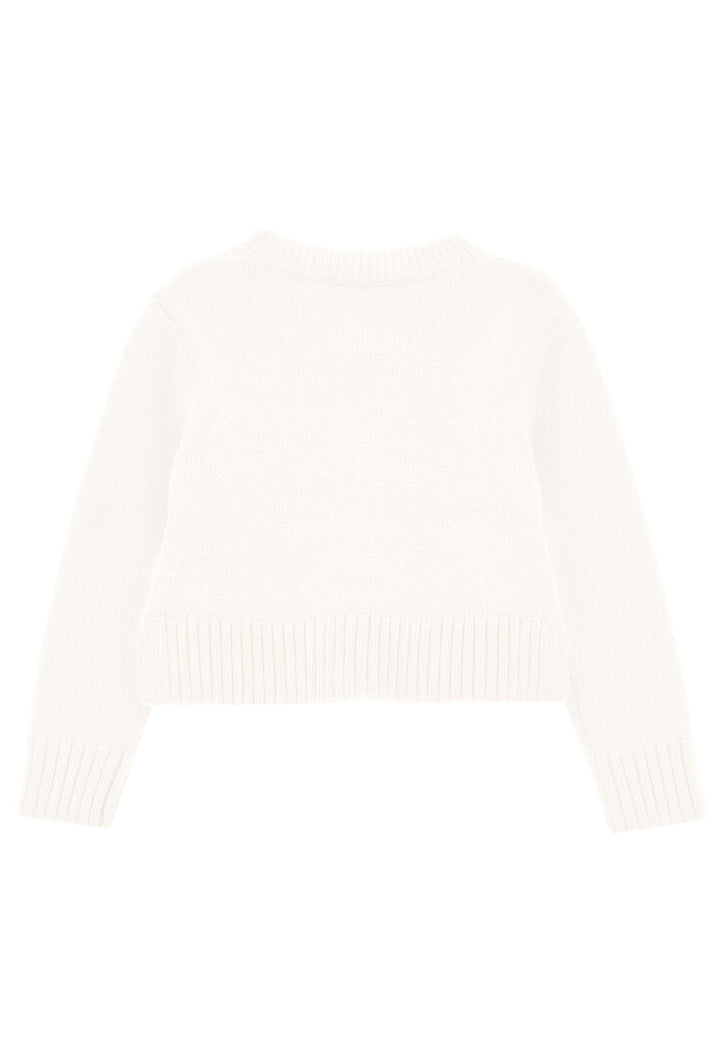 Maglia cardigan neonata Monnalisa panna in misto lana