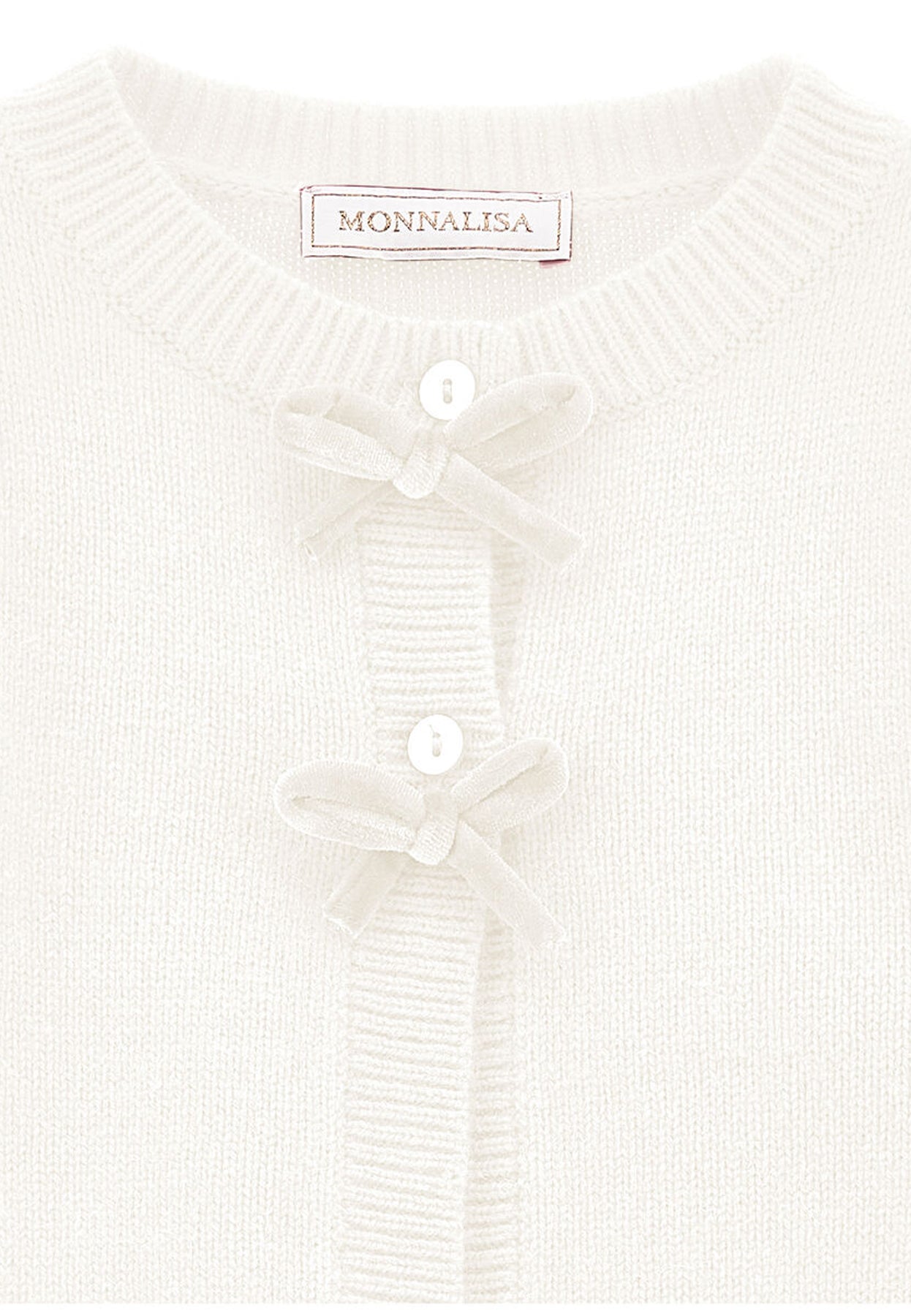 Maglia cardigan neonata Monnalisa panna in misto lana