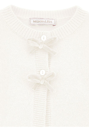 Maglia cardigan neonata Monnalisa panna in misto lana