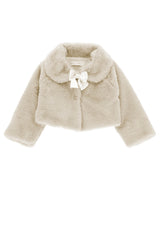 Giacca peluche neonata Monnalisa panna