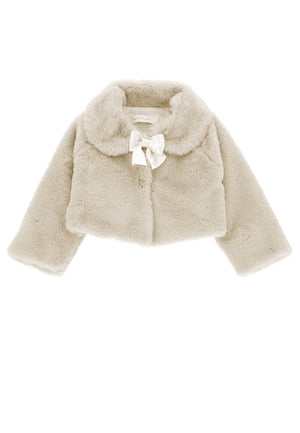 Giacca peluche neonata Monnalisa panna