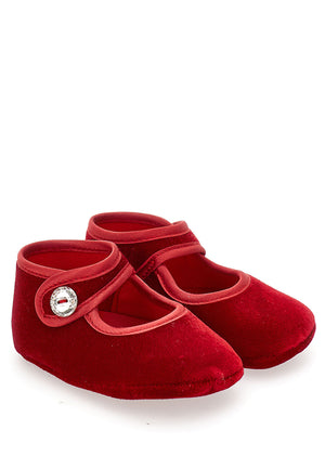 Scarpa neonata Monnalisa rossa rubino in velluto | ViaMonte Shop