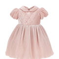 Vestito neonata Monnalisa rosa antico in velluto