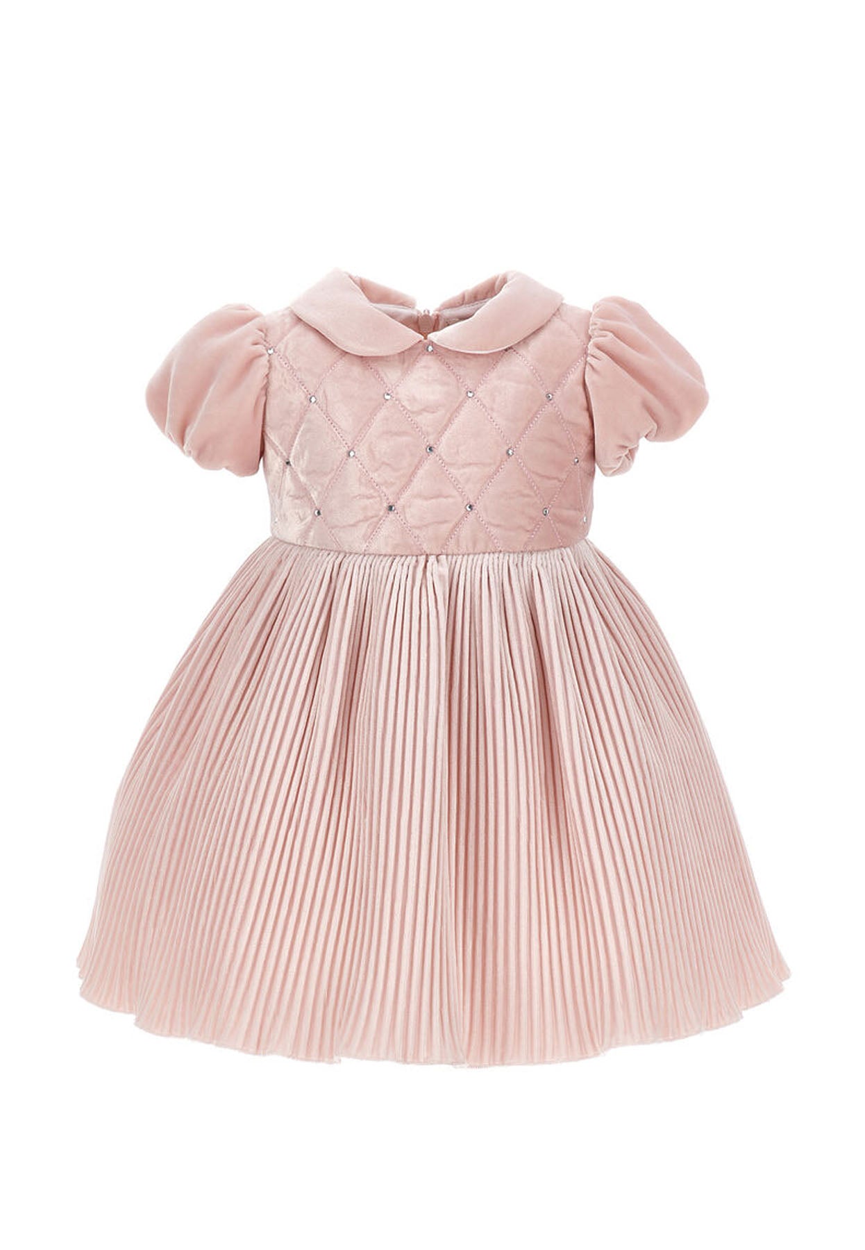 Vestito neonata Monnalisa rosa antico in velluto