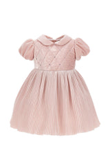 Vestito neonata Monnalisa rosa antico in velluto
