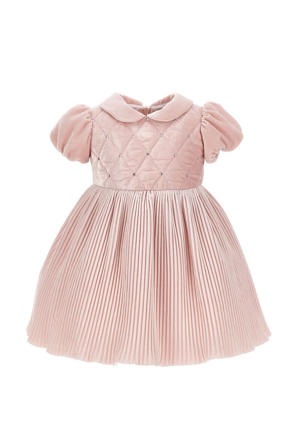 Vestito neonata Monnalisa rosa antico in velluto