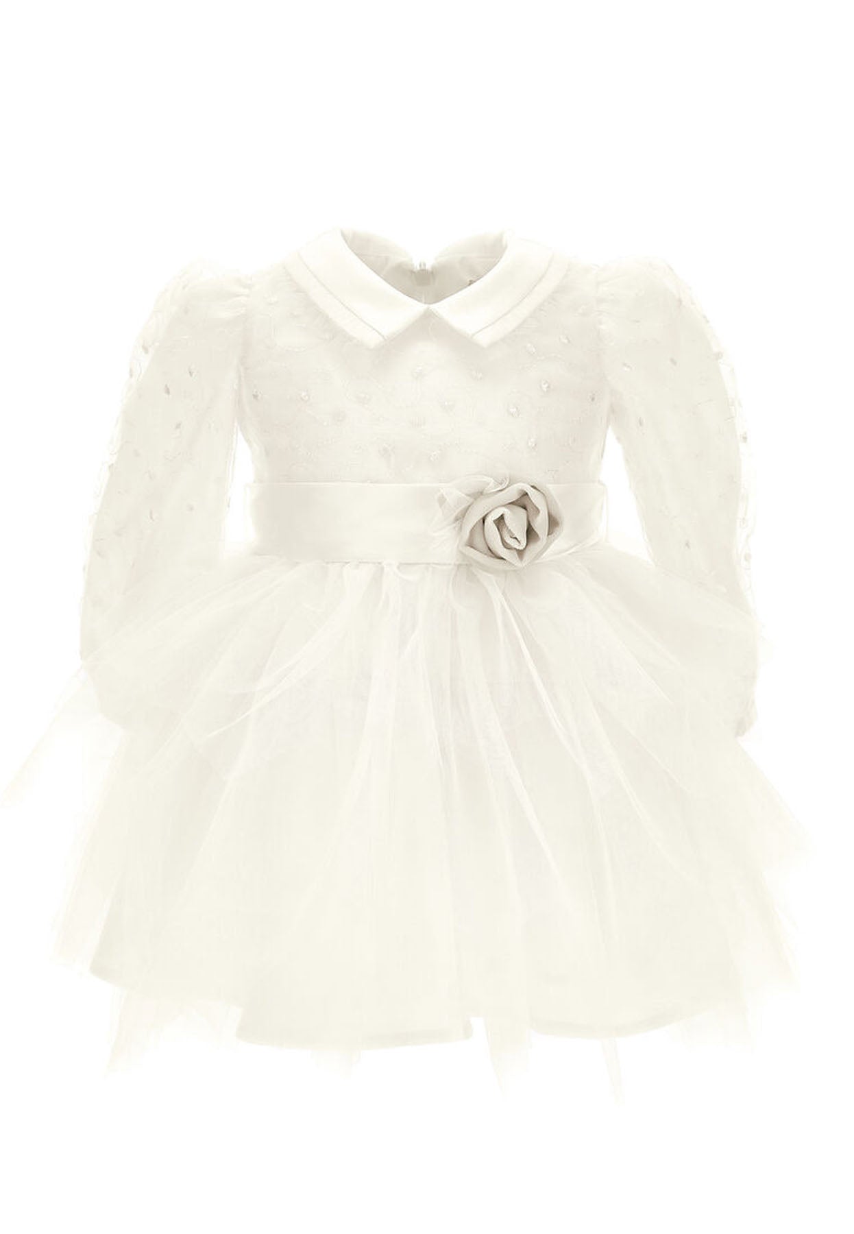 Vestito neonata Monnalisa bianco in tulle | ViaMonte Shop