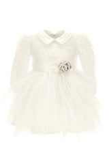 Vestito neonata Monnalisa bianco in tulle | ViaMonte Shop