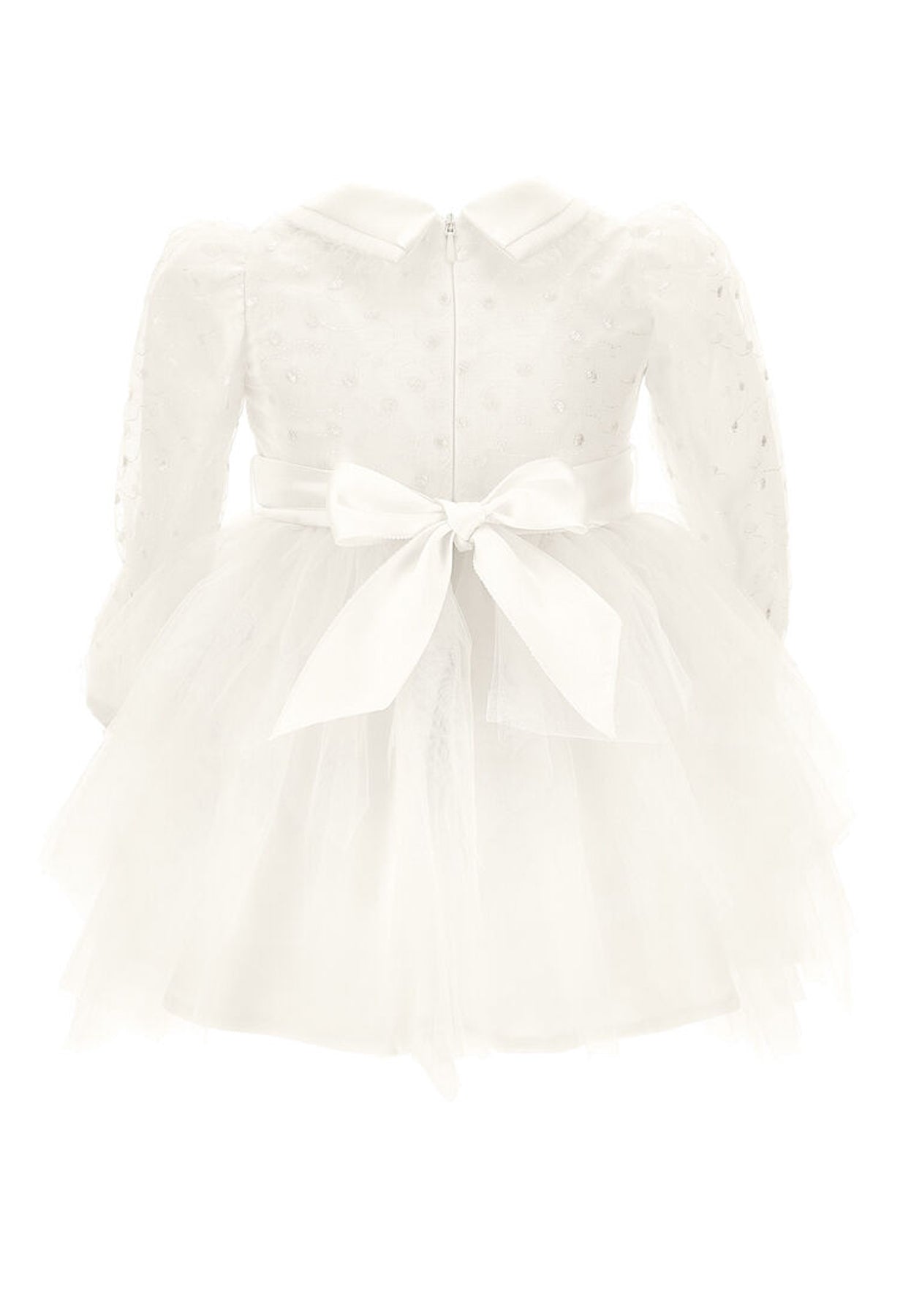 Vestito neonata Monnalisa bianco in tulle | ViaMonte Shop
