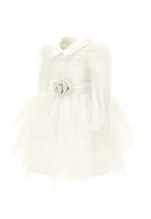 Vestito neonata Monnalisa bianco in tulle | ViaMonte Shop