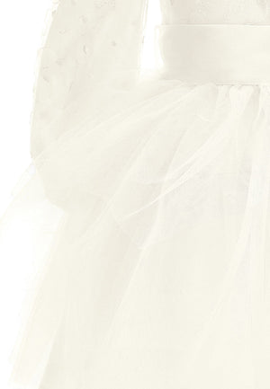 Vestito neonata Monnalisa bianco in tulle | ViaMonte Shop