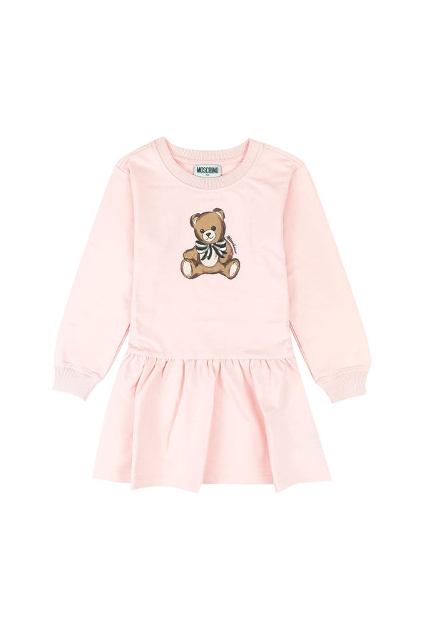 Vestito bambina Moschino Kids bianco in cotone ViaMonte Shop