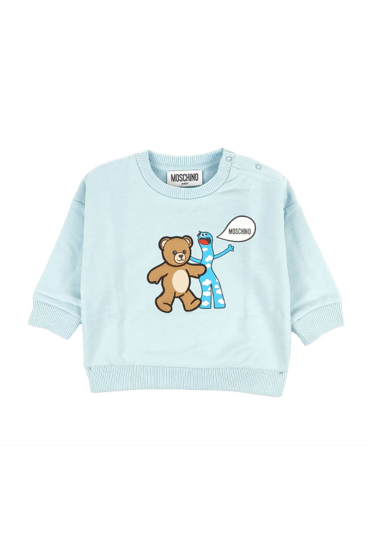 Felpa neonato Moschino Kids celeste in cotone