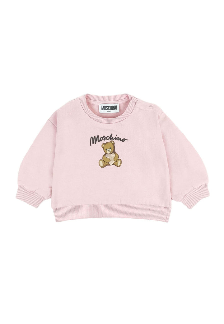 Felpa neonata Moschino Kids rosa in cotone