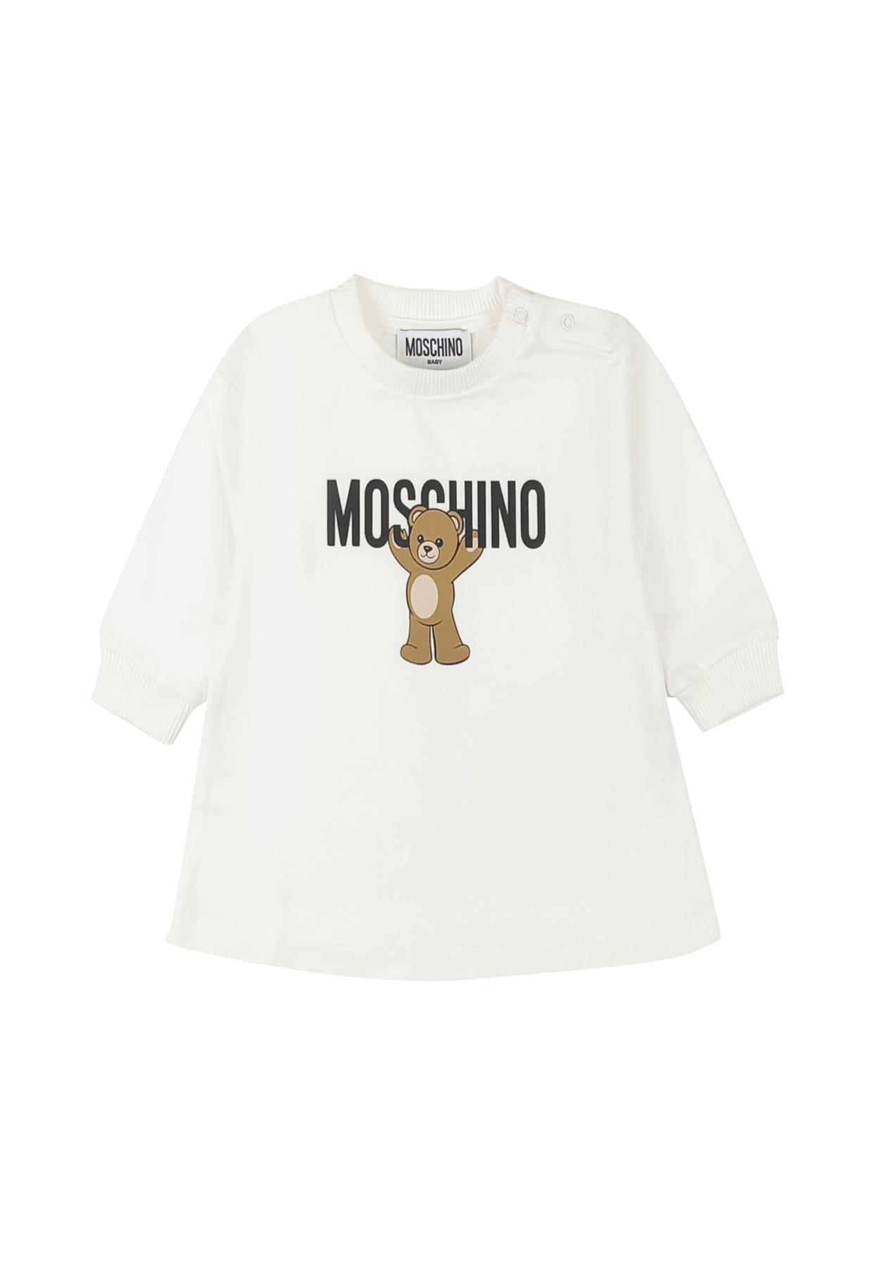 Moschino Kids vestito bianco neonata in cotone