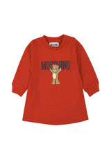 Moschino Kids vestito rosso neonata in cotone