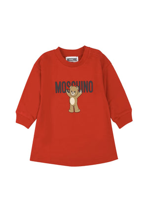 Moschino Kids vestito rosso neonata in cotone