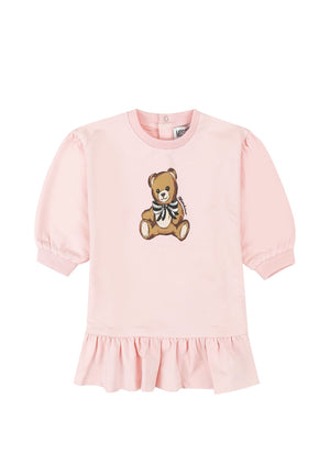 Moschino Kids vestito rosa neonata in felpa di cotone