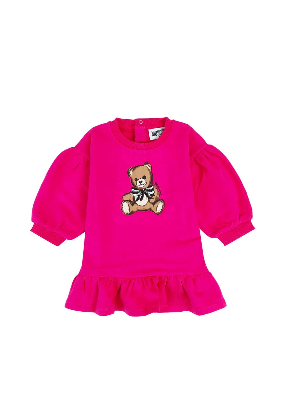 Vestito neonata Moschino Kids fucsia in felpa di cotone