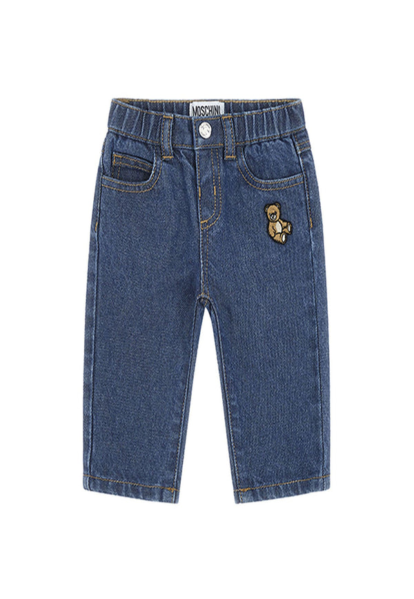 Pantalone bambino Moschino kids blu in denim di cotone