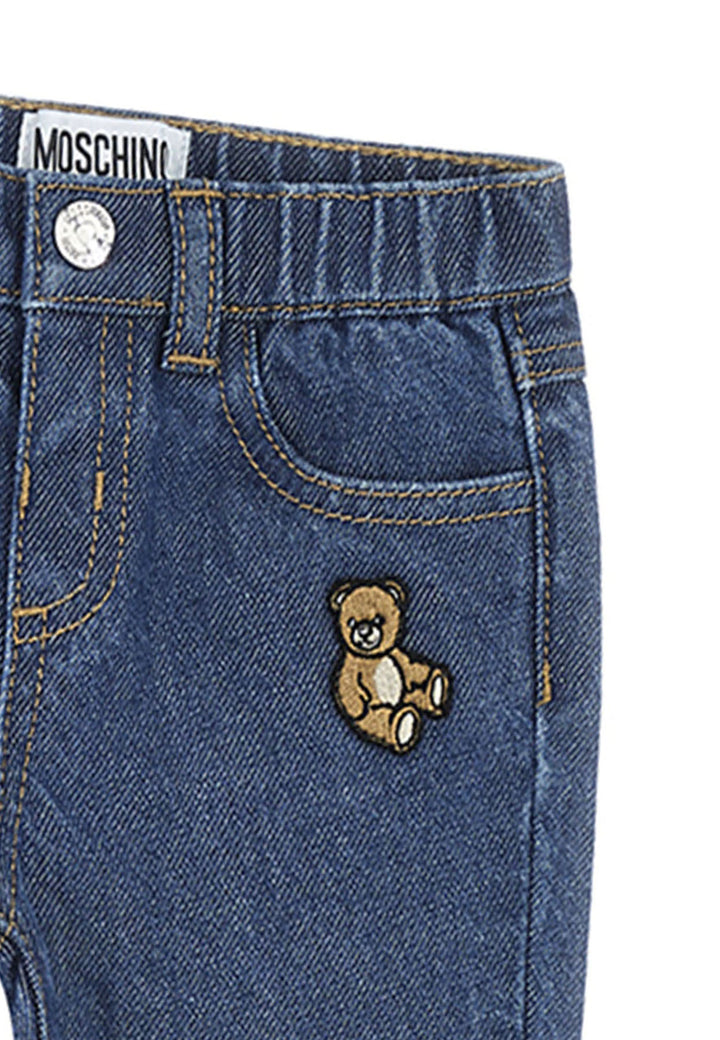 Pantalone bambino Moschino kids blu in denim di cotone