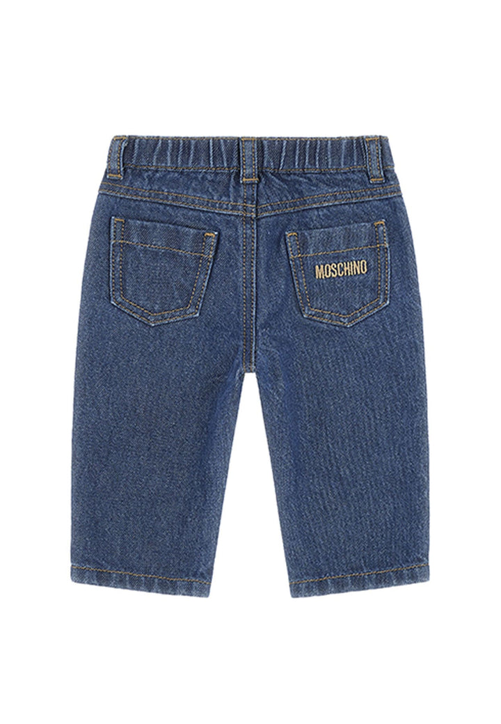 Pantalone neonato Moschino kids blu in denim di cotone