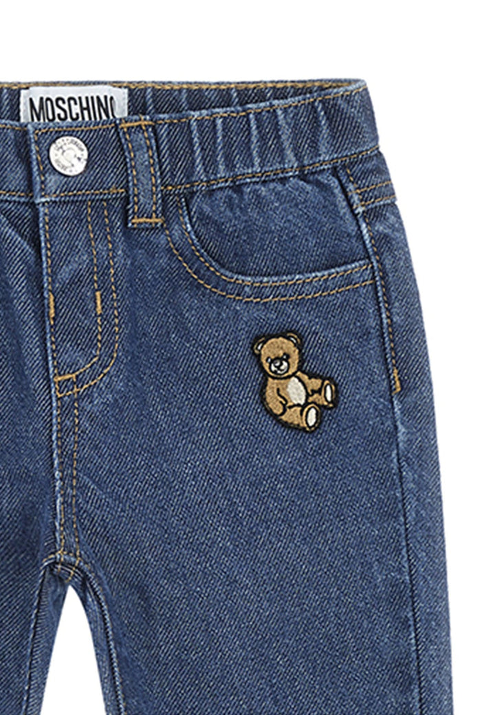 Pantalone neonato Moschino kids blu in denim di cotone
