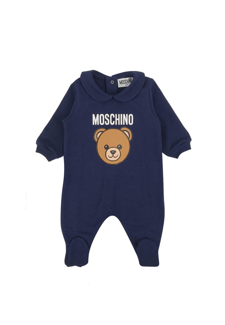 Tutina neonato Moschino Kids blu in cotone