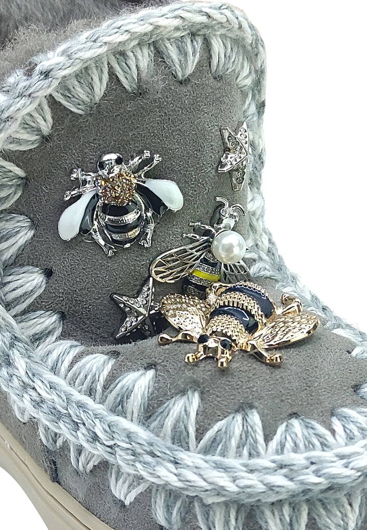 Eskimo stivaletti bambina Mou kid grigia in pelle scamosciata