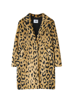 Cappotto bambina MSGM beige in ecopelliccia