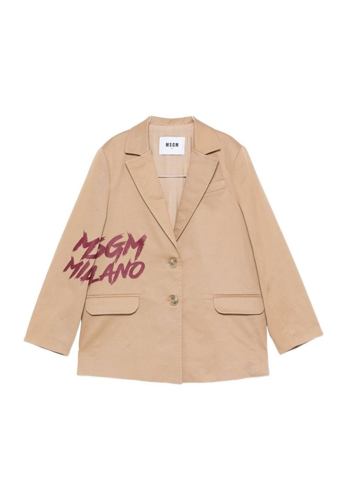 Blazer bambina MSGM beige in gabardine