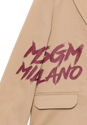 Blazer bambina MSGM beige in gabardine