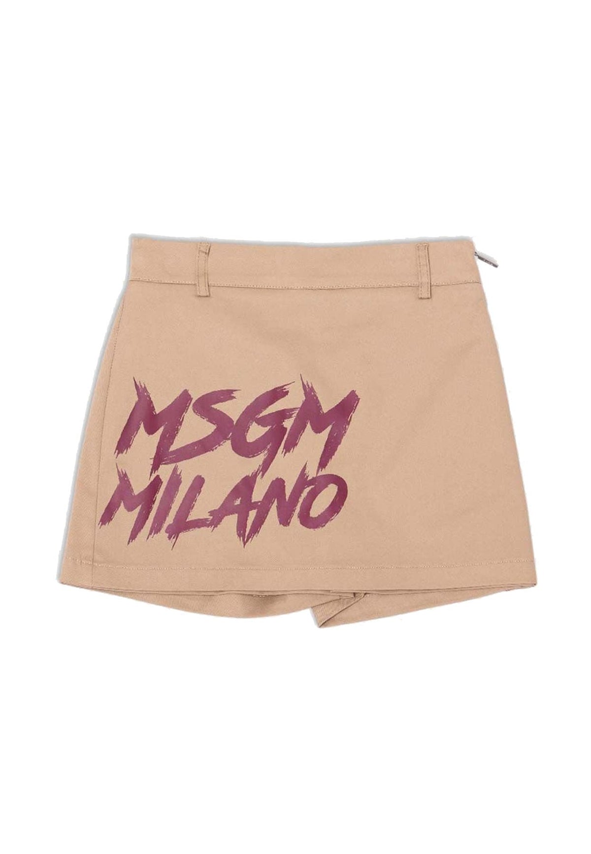 Shorts MSGM bambina beige in gabardine