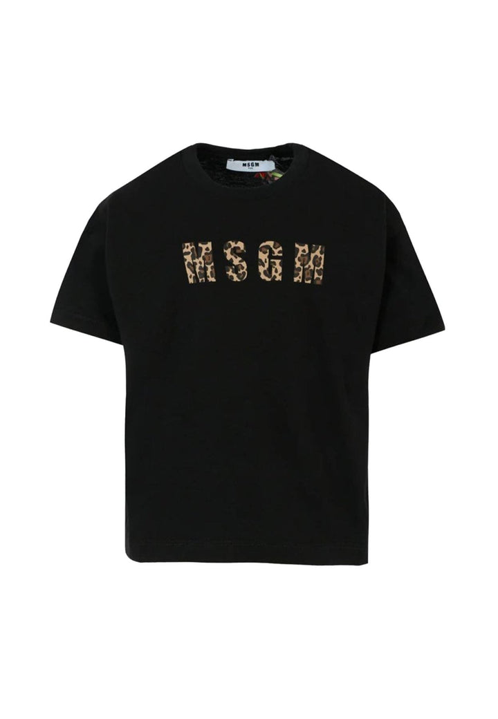 T-shirt bambina MSGM nera in cotone