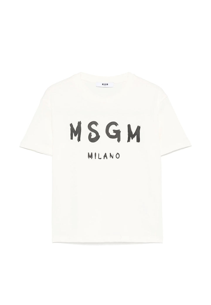 T-shirt bambino MSGM bianca in cotone