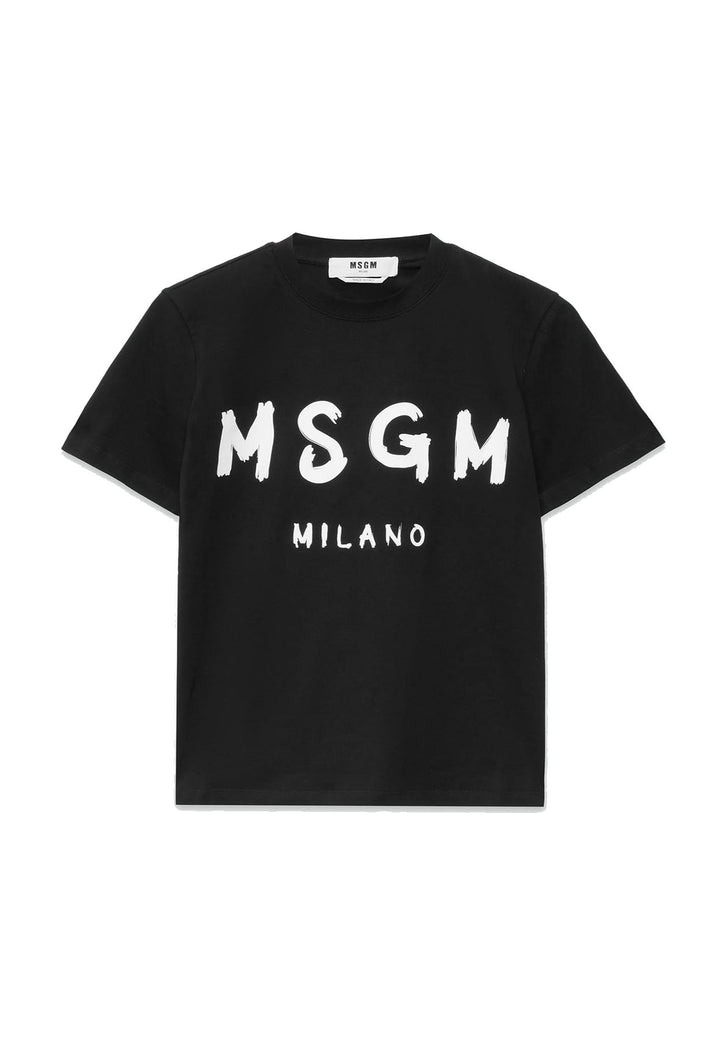 T-shirt bambino MSGM nera in cotone