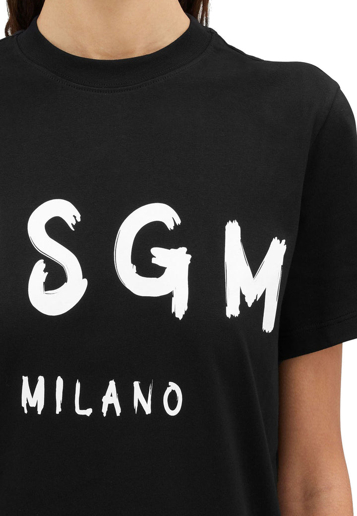 T-shirt bambino MSGM nera in cotone