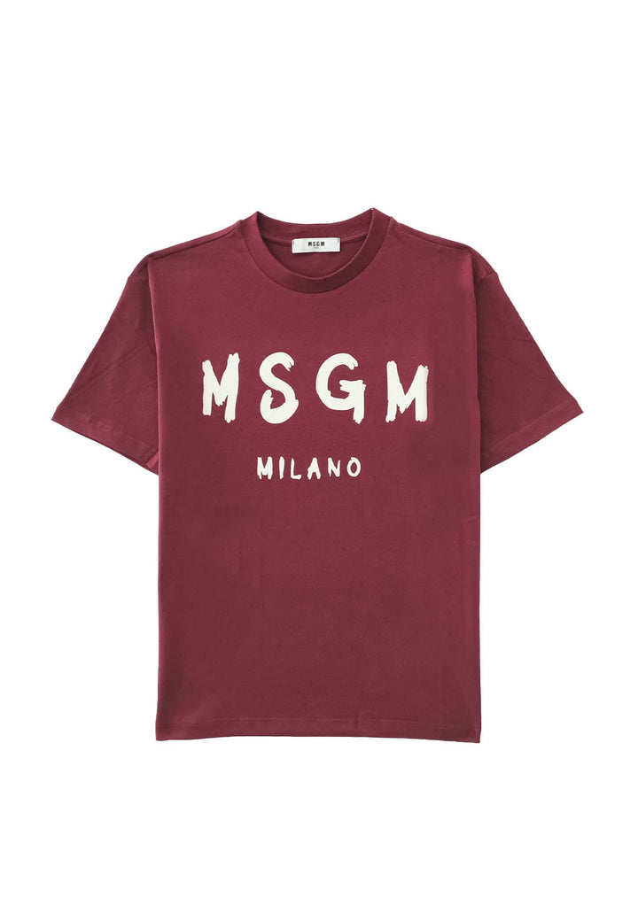 T-shirt bambino MSGM bordeaux in cotone