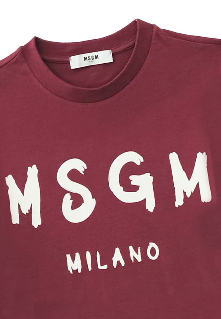 T-shirt bambino MSGM bordeaux in cotone