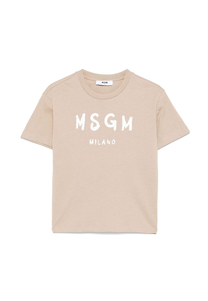 T-shirt bambino MSGM beige in cotone